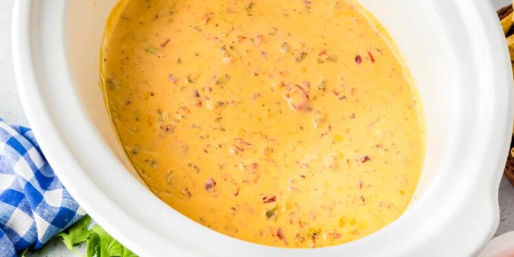 Crock Pot Rotel Dip (Velveeta Cheese Dip!)