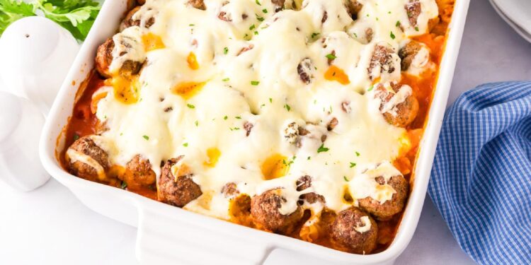Easy Dump And Bake Meatball Casserole