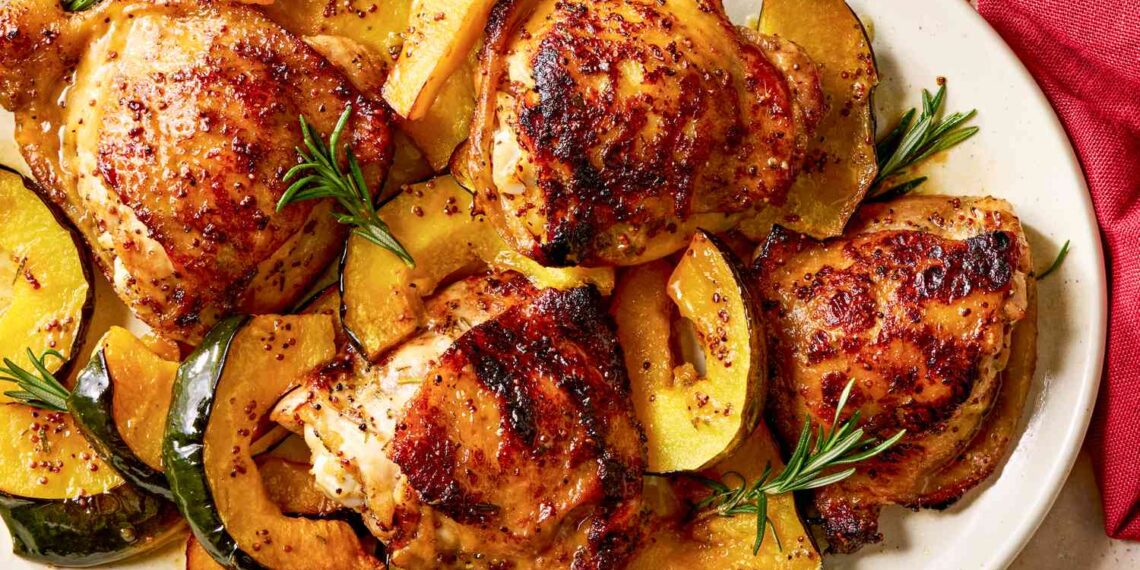 Maple Glazed Chicken and Squash Recipe (5 Ingredients, One Pan)