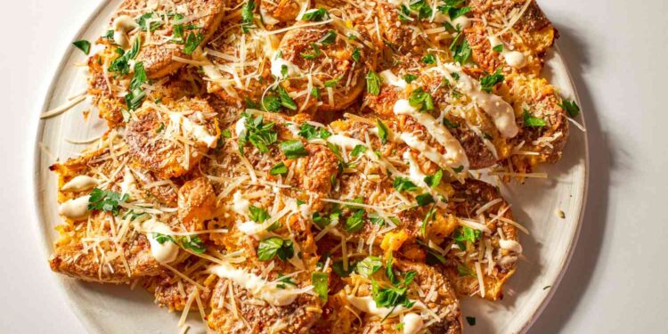 Crispy Caesar Smashed Potatoes Recipe (3 Ingredients)