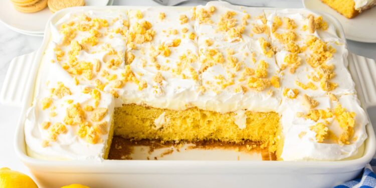 Lemon Pudding Poke Cake – On My Kids Plate
