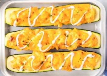 Buffalo Chicken Zucchini Boats – On My Kids Plate