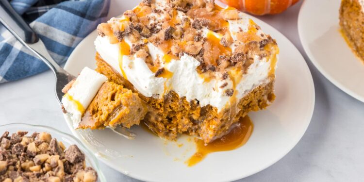 Pumpkin Poke Cake – On My Kids Plate